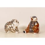 Royal Crown Derby paperweights Tiger Cub & Russian Bear , gold stoppers, each boxed (2)