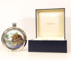 Moorcroft enamel and silver Otters hip flask by Amanda Rose , Limited edition 3/75. Boxed with