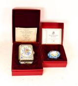 Two limited edition Staffordshire Enamels to include oval Des Oiseaux lidded box 235/500 and