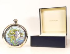 Moorcroft enamel and silver Heron hip flask by Amanda Rose , Limited9/75 edition . Boxed with