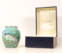 Moorcroft enamel The Trout vase by Terry Halloran, Limited edition 7/25. Boxed with certificate.