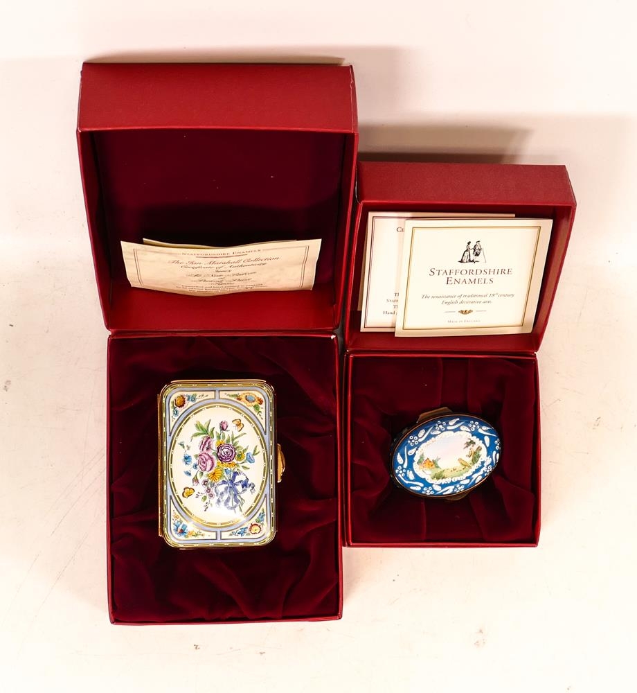 Two limited edition Staffordshire Enamels to include oval Des Oiseaux lidded box 235/500 and - Image 2 of 3