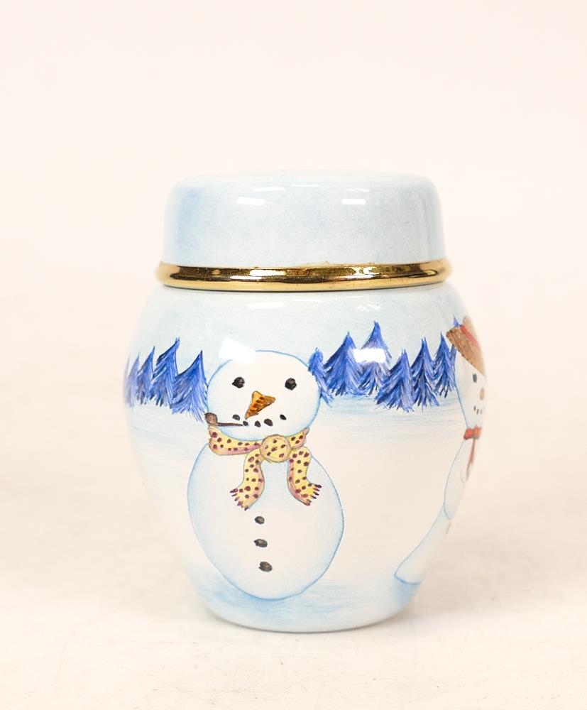 Moorcroft enamel Snowman ginger jar by E Todd . Boxed, height 5cm - Image 3 of 7