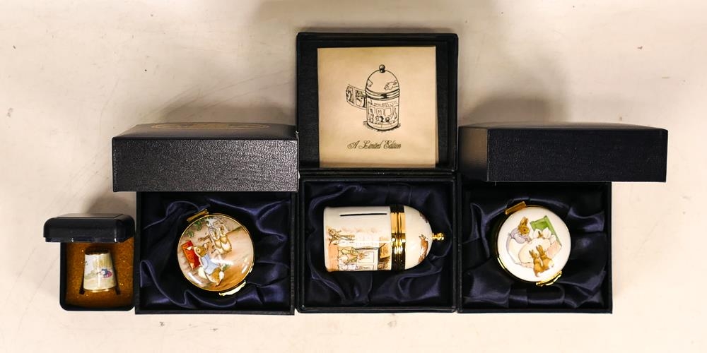 Three Beatrix Potter Crummles English Enamels to include Stamp Box 69/150 BP66, One Tablespoon at - Bild 2 aus 2