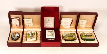 Five limited edition Staffordshire Enamels to include oval Historic Charleston Foundation lidded box