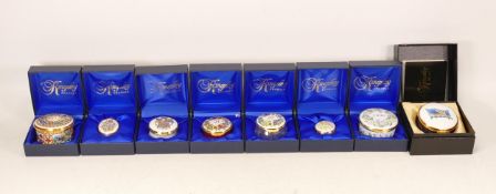 Eight Kingsley enamelled boxes to include Stena sealine, Buttercups & daisies, 1997, 25th