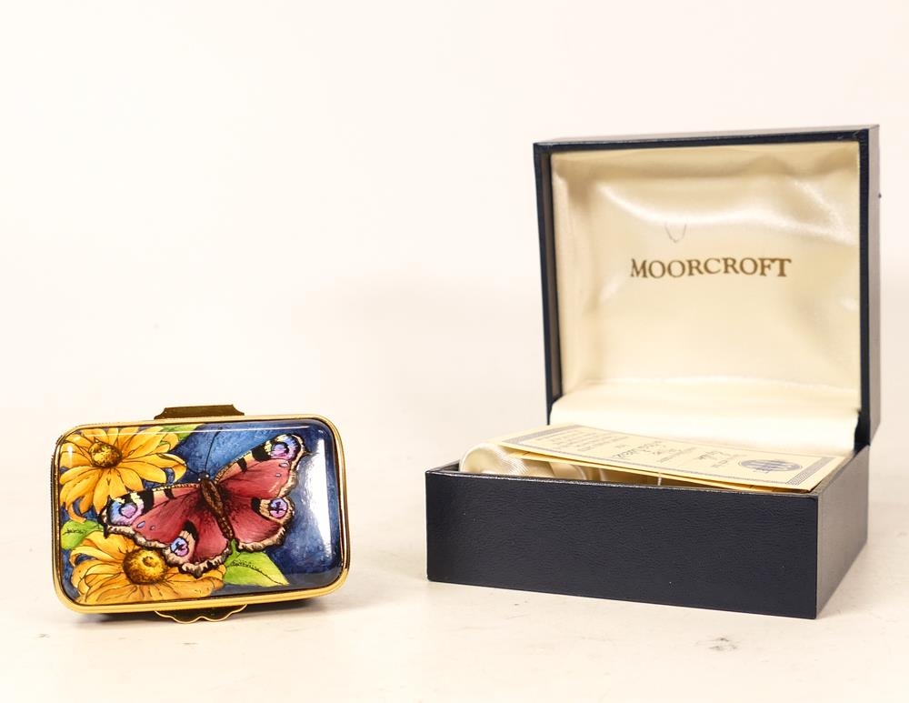 Moorcroft enamel Papillon butterfly lidded box by Fiona Bakewell , Limited edition 29/100. Boxed