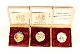 Three Beatrix Potter Crummles English Enamels to include Pigling Bland at Signpost BP10, Aunt