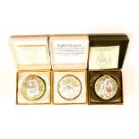 Three Beatrix Potter Crummles English Enamels to include 1988/89 Annual Beatrix Potter box BP36,