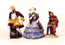 Coalport figures to include Victorian Belle , Jester ( hat A/F) and Monsieur ( foot A/F)