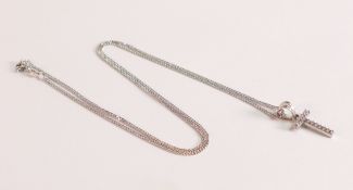 Diamond Letter T Initial Necklace - Solid 9ct white gold chain, hallmarked 375. Necklace length 18