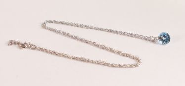 Aquamarine Gem Drop Pendant Necklace 0.65ct in 9ct White Gold Aquamarine Pendant Necklace