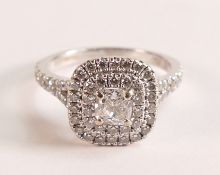 Cleopatra Diamond Halo Engagement Ring 18ct White Gold The exquisite solitaire in this ring is