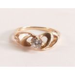 9ct yellow gold diamond ring, 1.9 grams, ring size J.