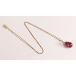 Ruby Tiara Pendant Necklace 14.8ct in 9ct 375 Gold Crowned by a solid gold tiara setting and