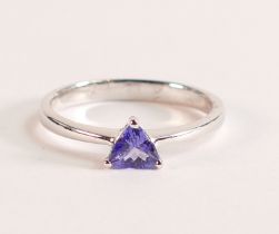 14ct White Gold and Trillion cut Tanzanite Ring - The trillion cut Tanzanite measures 5.34mm,