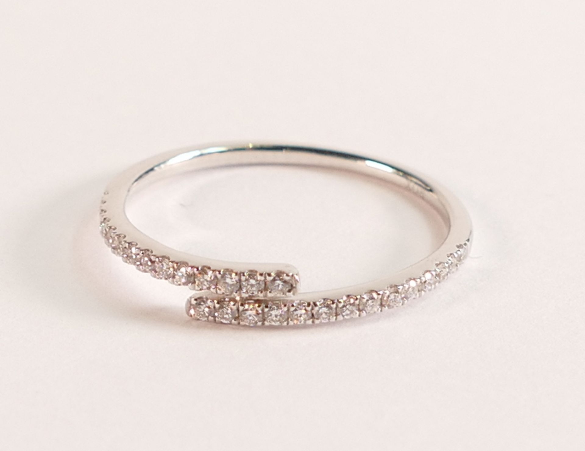 ROX 18ct white Gold Diamond Cross Over Ring, twenty eight brilliant cut sparkly white diamonds,