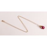 Briolette Cut Ruby Pendant Necklace 4ct in 9ct Gold Ruby Pendant Necklace handcrafted in solid gold.