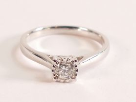 9ct White Gold and Illusion Set Diamond 0.23ct Ring Brilliant cut Diamond measures 3.95mm approx