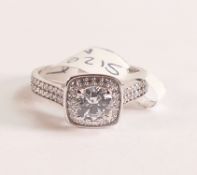 WARREN JAMES 9ct White Gold Cluster Ring Hand set with DiamonFlashÂ® Cubic Zirconias to create a