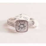 WARREN JAMES 9ct White Gold Cluster Ring Hand set with DiamonFlashÂ® Cubic Zirconias to create a