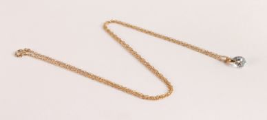 Pear drop Aquamarine on 9ct yellow gold necklace 1 gram