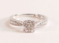 9ct White Gold 0.25ct Diamond Ring 9ct White Gold mount, width 1.7 to 2.8mm, the mount is stamped