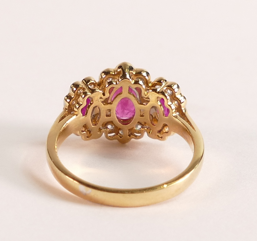 18ct Gold Ring With Ruby And Diamond Stamped 750 (18ct) and Hallmarked Birmingham. Weight 4.8 grams, - Image 3 of 3