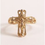 10ct Gold Crucifix Ring - Yellow 10ct Gold - Stamped 10K. Weight: 2.5 grams. Size M/N.
