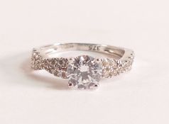 9ct White Gold Cubic Zirconia Ring - Ring shank is 9ct white gold, hallmarked - Ring size: I. Main