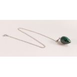 Emerald Briolette Pendant Necklace 12.9 ct in 14ct White Gold Glorious swirls of green hues twist