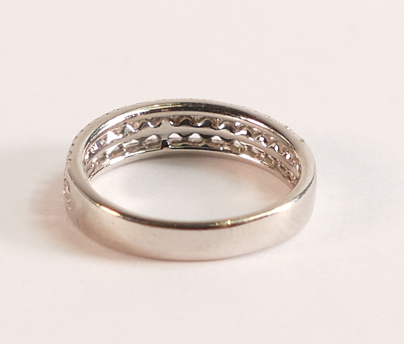ROX Platinum Three Row Diamond Ring - Three rows of brilliant cut white diamonds, stamped .950, ring - Image 3 of 3
