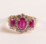 18ct Gold Ring With Ruby And Diamond Stamped 750 (18ct) and Hallmarked Birmingham. Weight 4.8 grams,