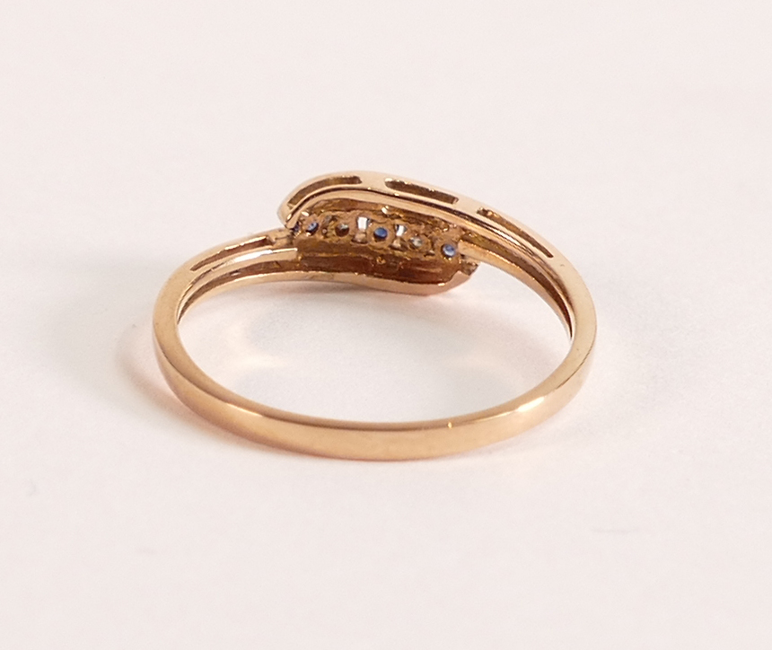 18ct Rose Gold Tension Set Diamond and Sapphire Ring - Size L 1/2, 18ct Solid Rose Gold, stamped - Image 3 of 3