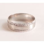 9ct White Gold Wedding Band - Width 6mm, solid 9ct White Gold, hallmarked 375. Width 6mm, weight 2.9