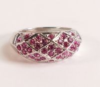 10ct White Gold Pink Cubic Zirconia Ring - Stamped 10K and hallmarked Birmingham UK. Face of ring