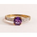 Amethyst & Diamond Renaissance Ring - handcrafted in solid 9 carat gold. Single 1.5 ct amethyst,