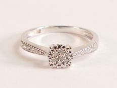 9ct White Gold Diamond Miracle Setting Ring Diamond carat weight 0.15ct stamped into the mount The