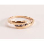 18ct Rose Gold Tension Set Diamond and Sapphire Ring - Size L 1/2, 18ct Solid Rose Gold, stamped
