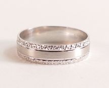 9ct White Gold Ladies Wedding Ring 5mm - Size O - Weight 2.2 grams.