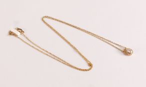 18ct Yellow Gold Necklace with Pear Shape Diamond Pendant. Length of necklace is 18 inches Pendant