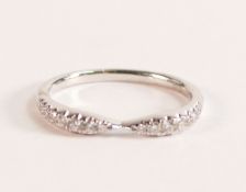 ROX 18ct White Gold Diamond Bow Stacking Ring, approx carat weight is 0.20ct, ring size J/K,