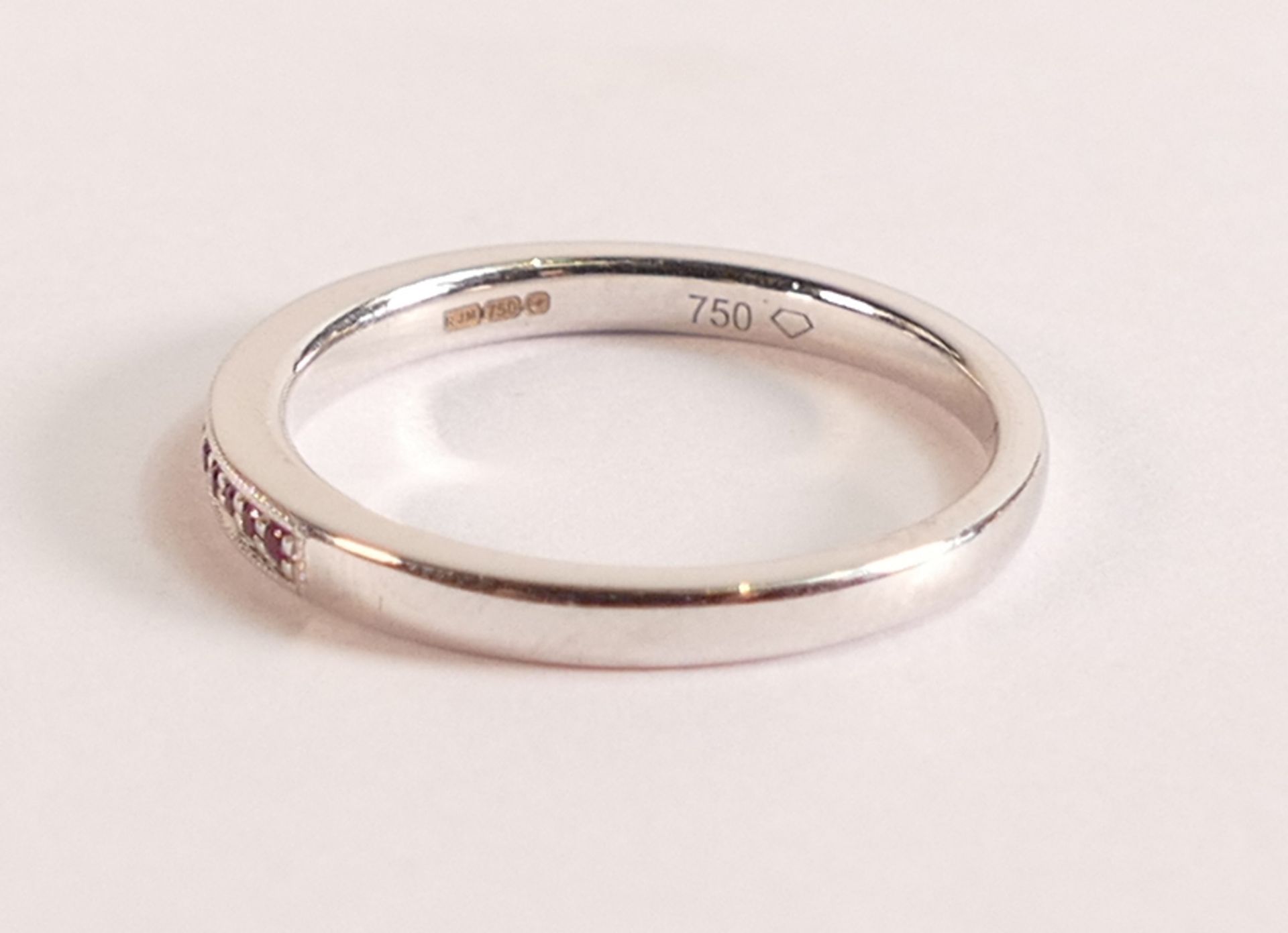 18ct White Gold and Ruby Ring - This sleek half eternity ring is made in 18ct White Gold and is - Image 2 of 3