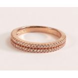 9ct Rose Gold Two Row Diamond Ring The 9ct Rose Gold ring shank is stamped 375 There are sixty