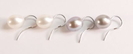 Two pairs of 18ct white gold pearl earrings -18ct white gold earrings are hallmarked 750