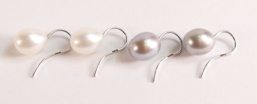 Two pairs of 18ct white gold pearl earrings -18ct white gold earrings are hallmarked 750