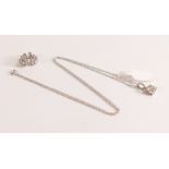 9ct White Gold Diamond Earrings and Necklace Set Earrings are stamped 375 on stem and clasp, each