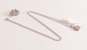 9ct White Gold Diamond Earrings and Necklace Set Earrings are stamped 375 on stem and clasp, each