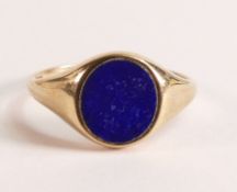 9ct Lapis Lazuli Ring, 2.5 grams, size V.
