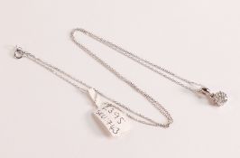 18ct White Gold Necklace with 18ct Diamond Pendant 0.25ct - The Diamond dropper hosts seven